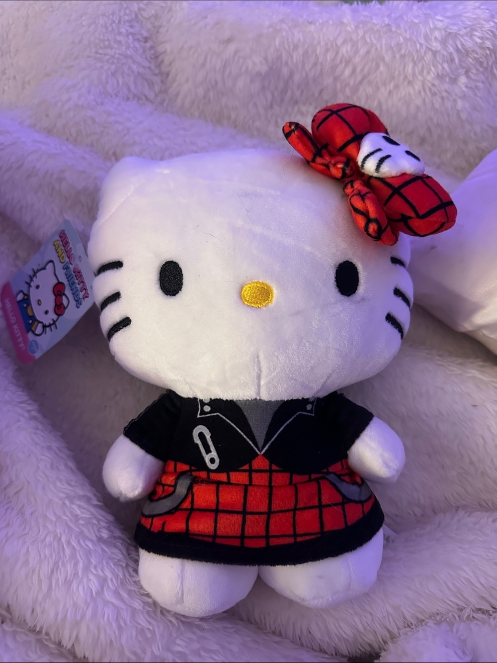 Sanrio Hello Kitty Plush in White and Red Plaid Outfit